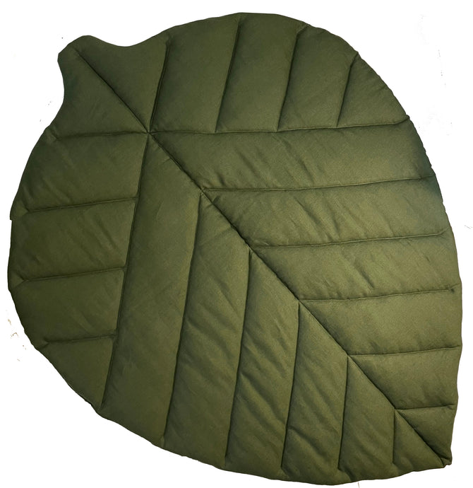 Linen Leaf Play Mat. Moss Green. L size