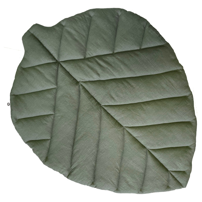 Linen Leaf Play Mat. Olive green. M size
