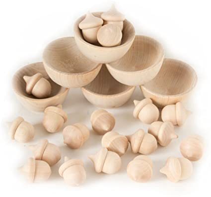 Wooden Acorns Counting & Sorting Kit