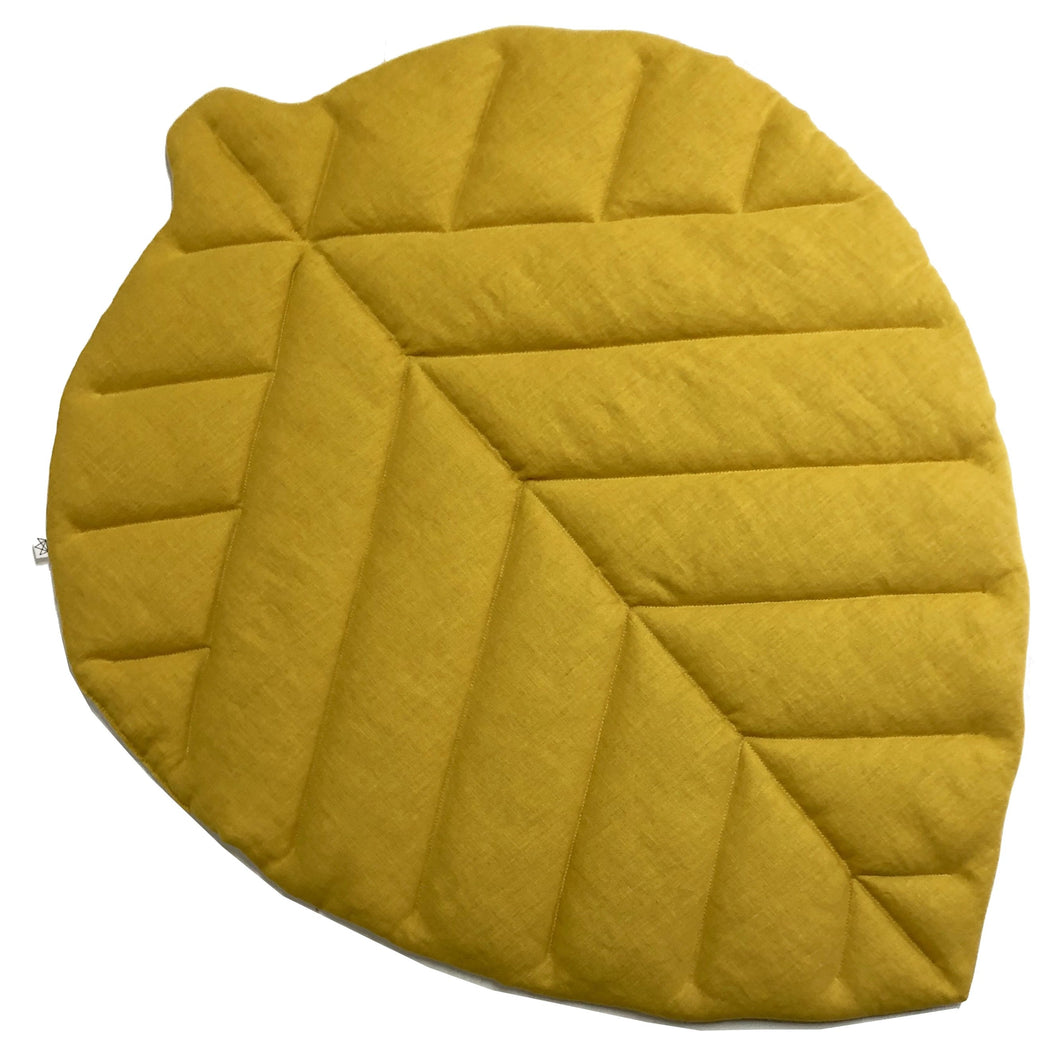 Linen Leaf Play Mat. Mustard. M size