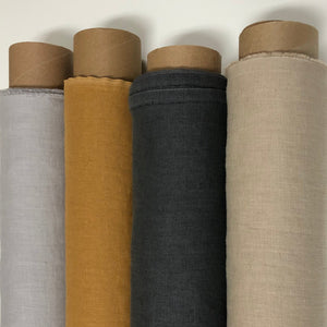Stonewashed Linen Fabric. Rust Orange