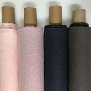 Stonewashed Linen Fabric. Midnight Blue