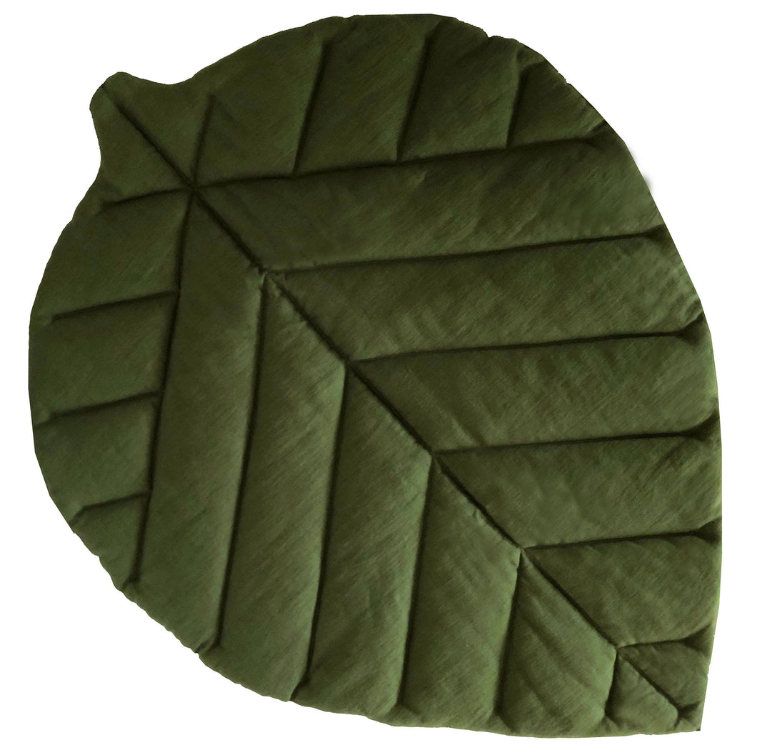 Linen Leaf Play Mat. Moss Green. M size